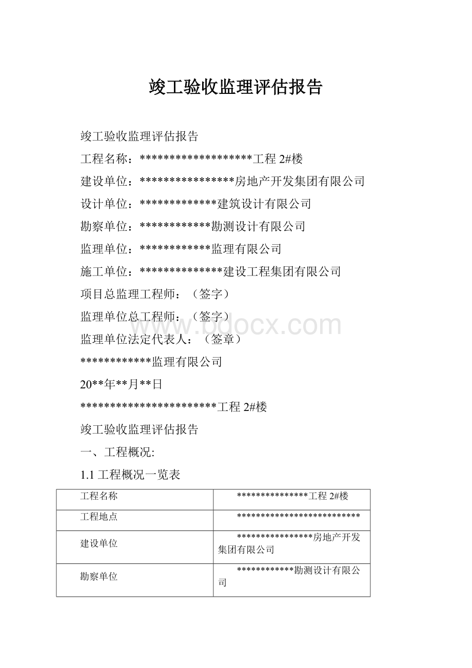 竣工验收监理评估报告.docx