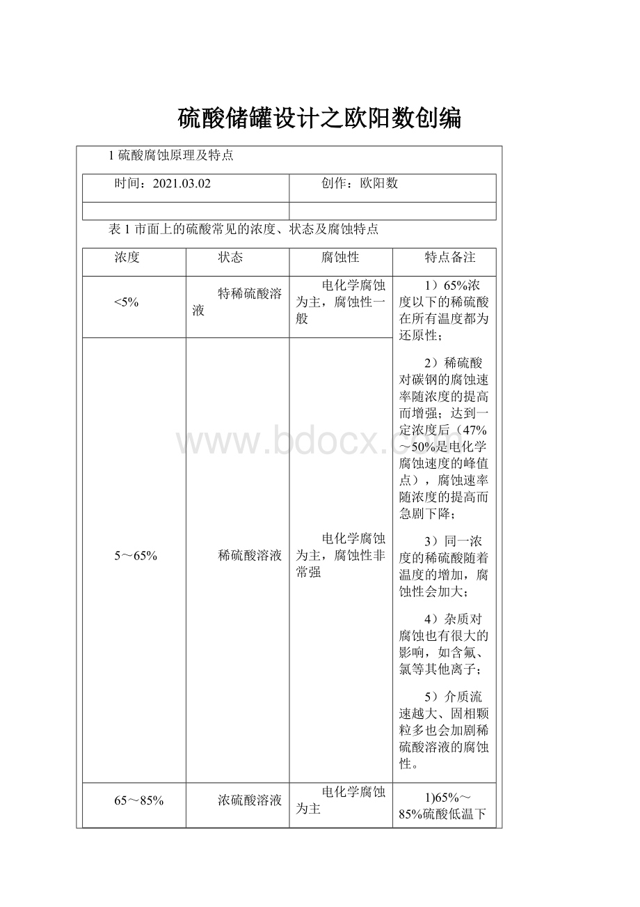 硫酸储罐设计之欧阳数创编.docx