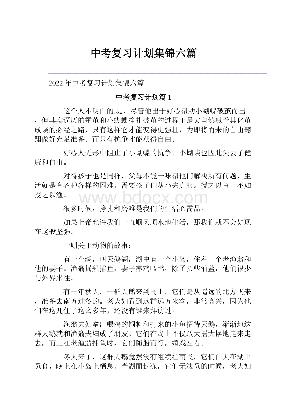 中考复习计划集锦六篇.docx_第1页