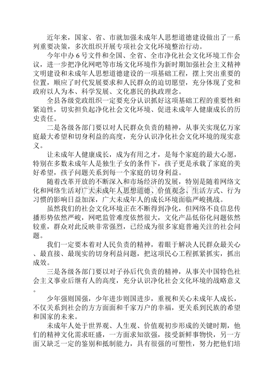 县网吧专项整治工作会议领导讲话稿.docx_第2页