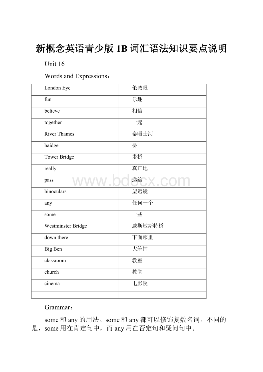 新概念英语青少版1B词汇语法知识要点说明.docx_第1页