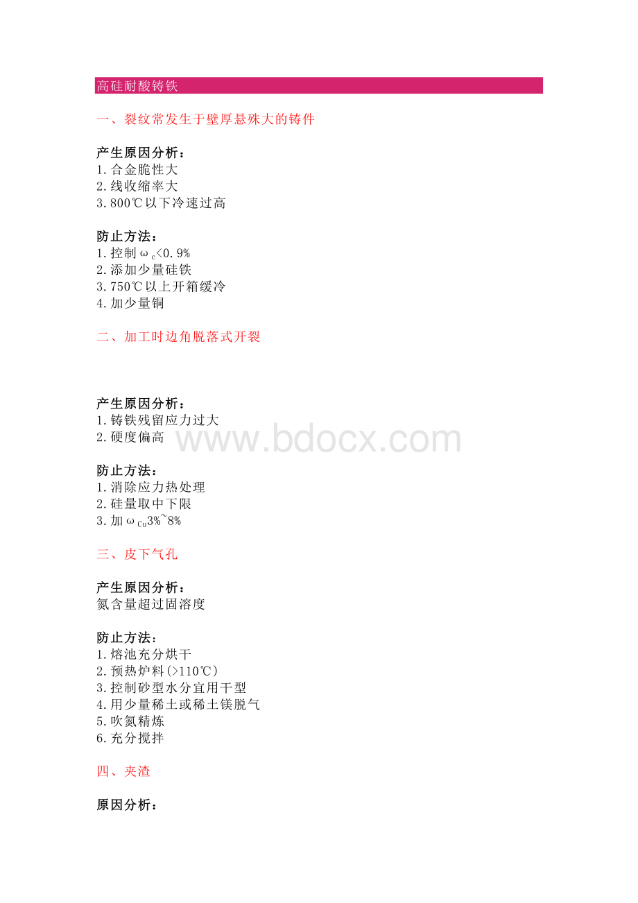 耐蚀铸铁件产生缺陷的原因及分析与防范措施.docx