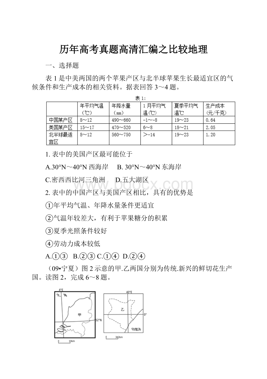 历年高考真题高清汇编之比较地理.docx