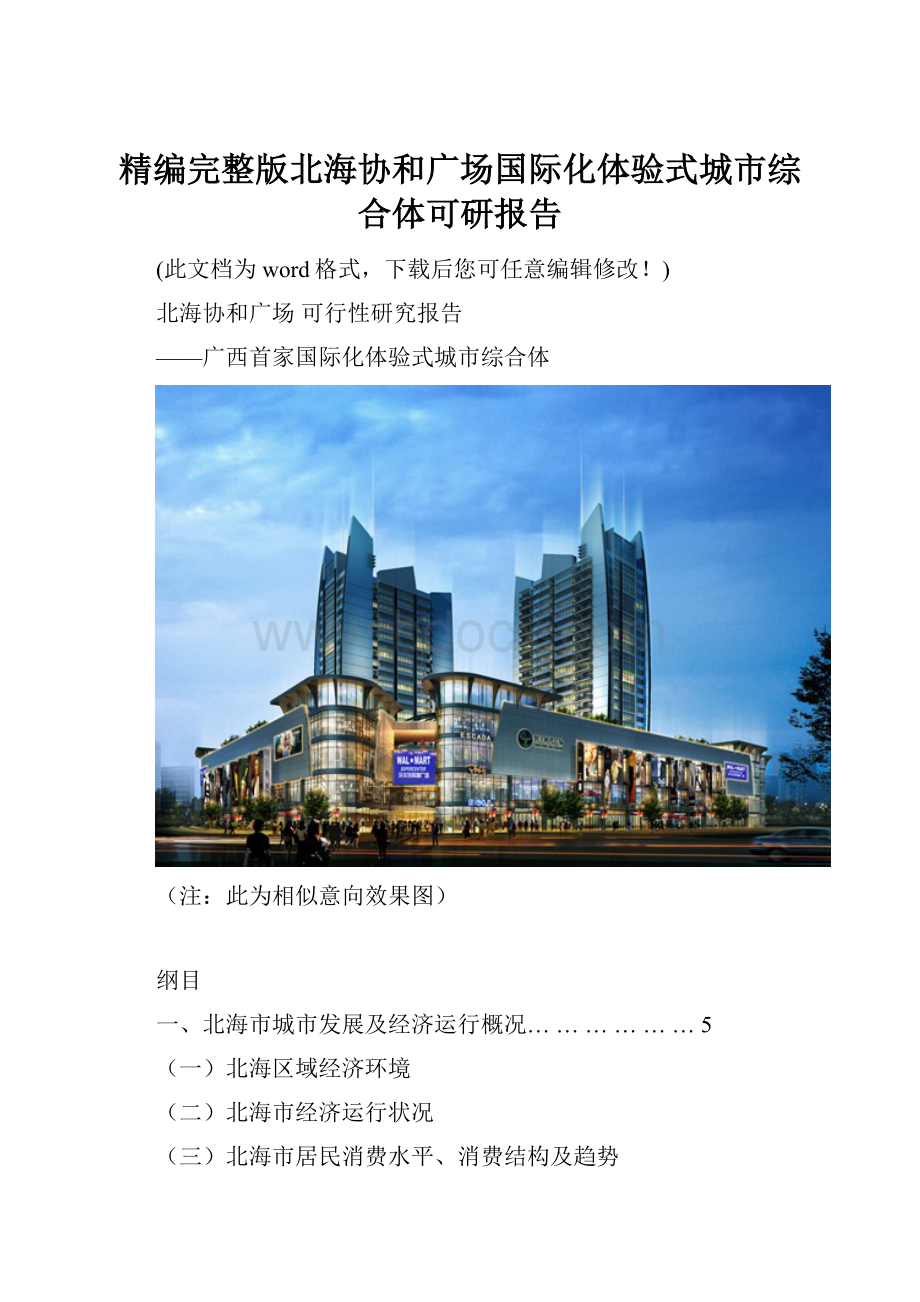 精编完整版北海协和广场国际化体验式城市综合体可研报告.docx