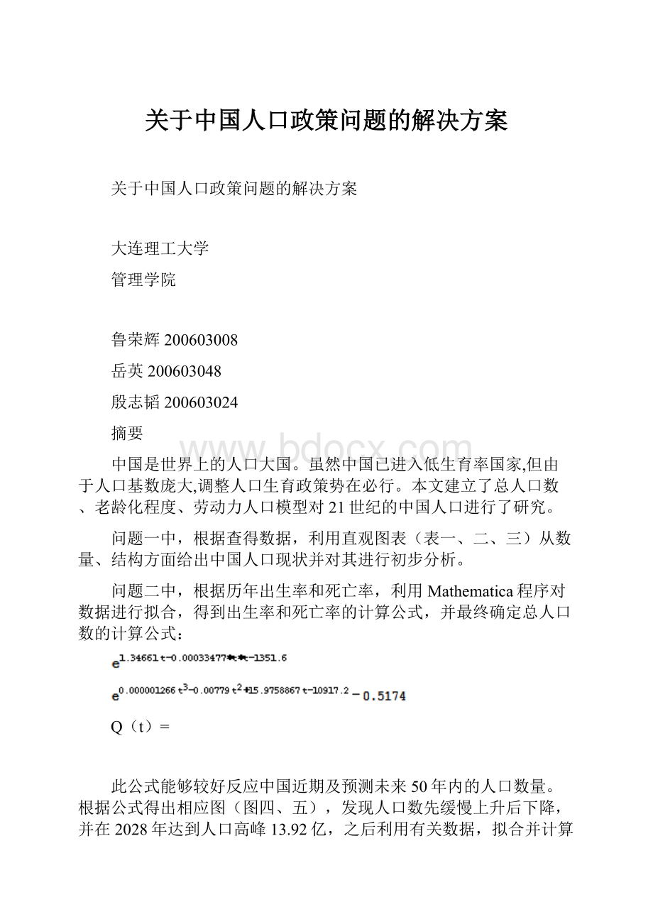 关于中国人口政策问题的解决方案.docx