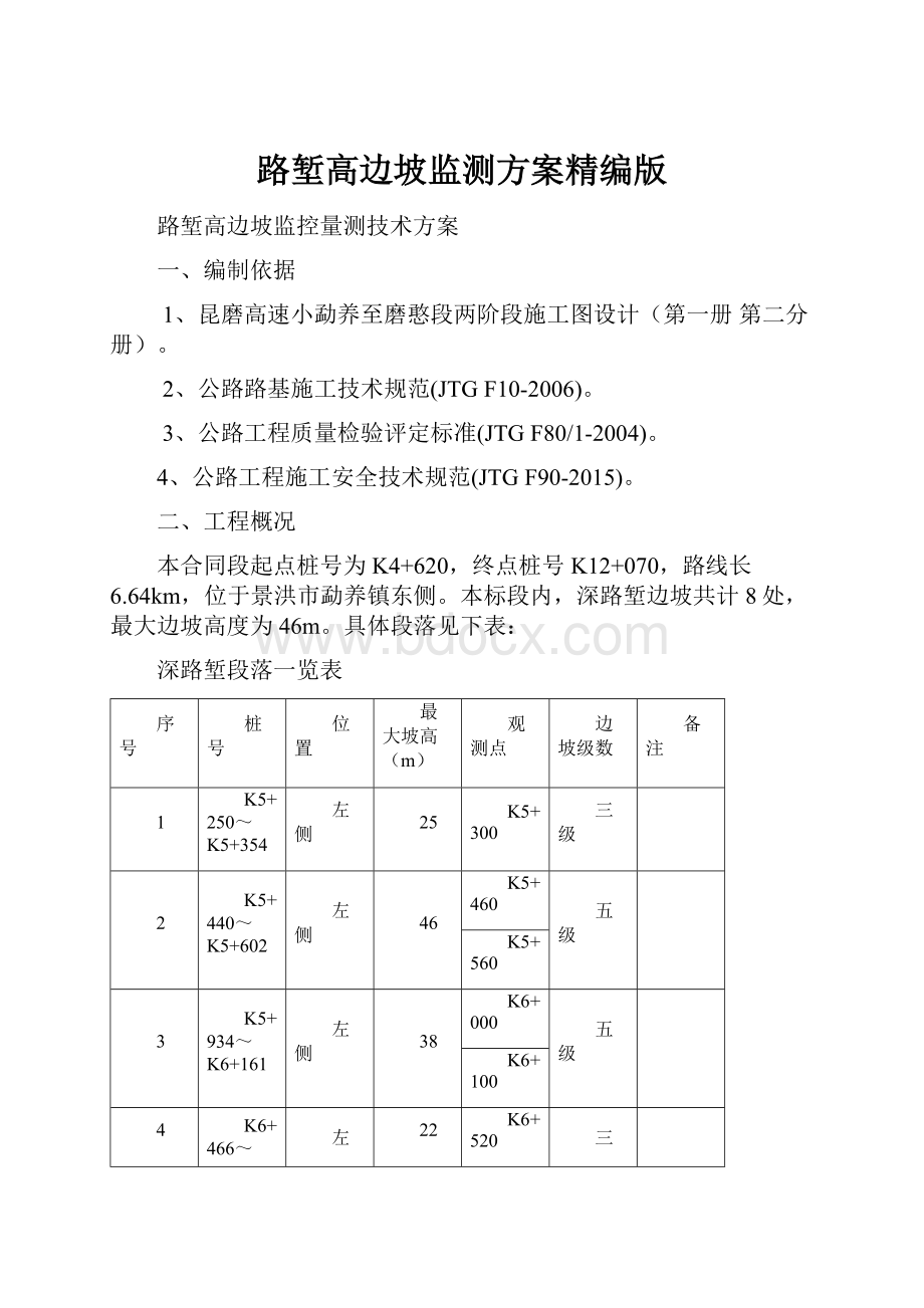 路堑高边坡监测方案精编版.docx_第1页