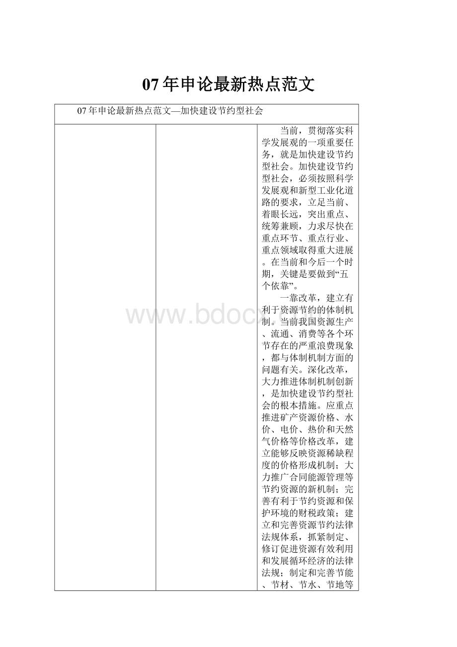 07年申论最新热点范文.docx