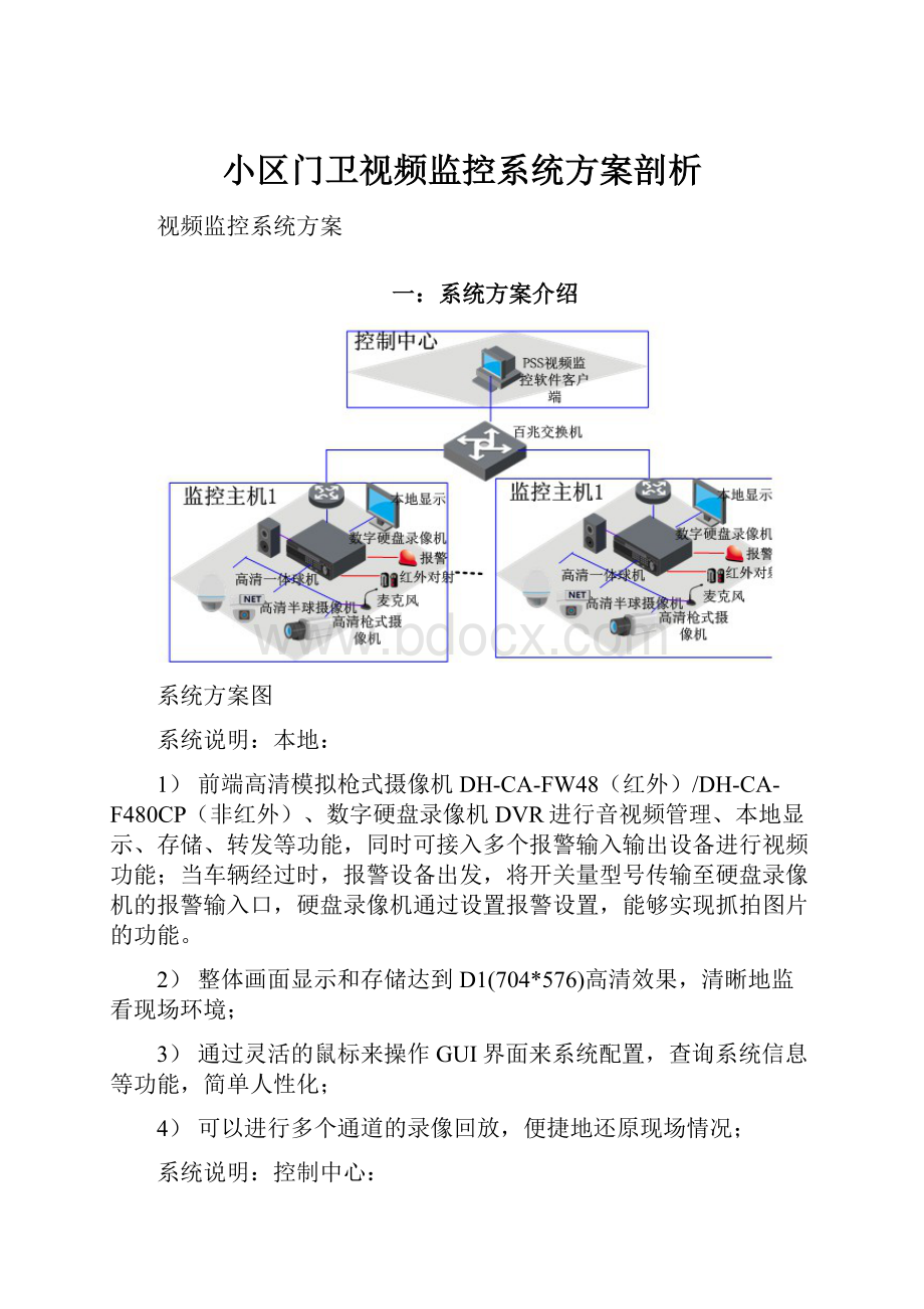 小区门卫视频监控系统方案剖析.docx_第1页