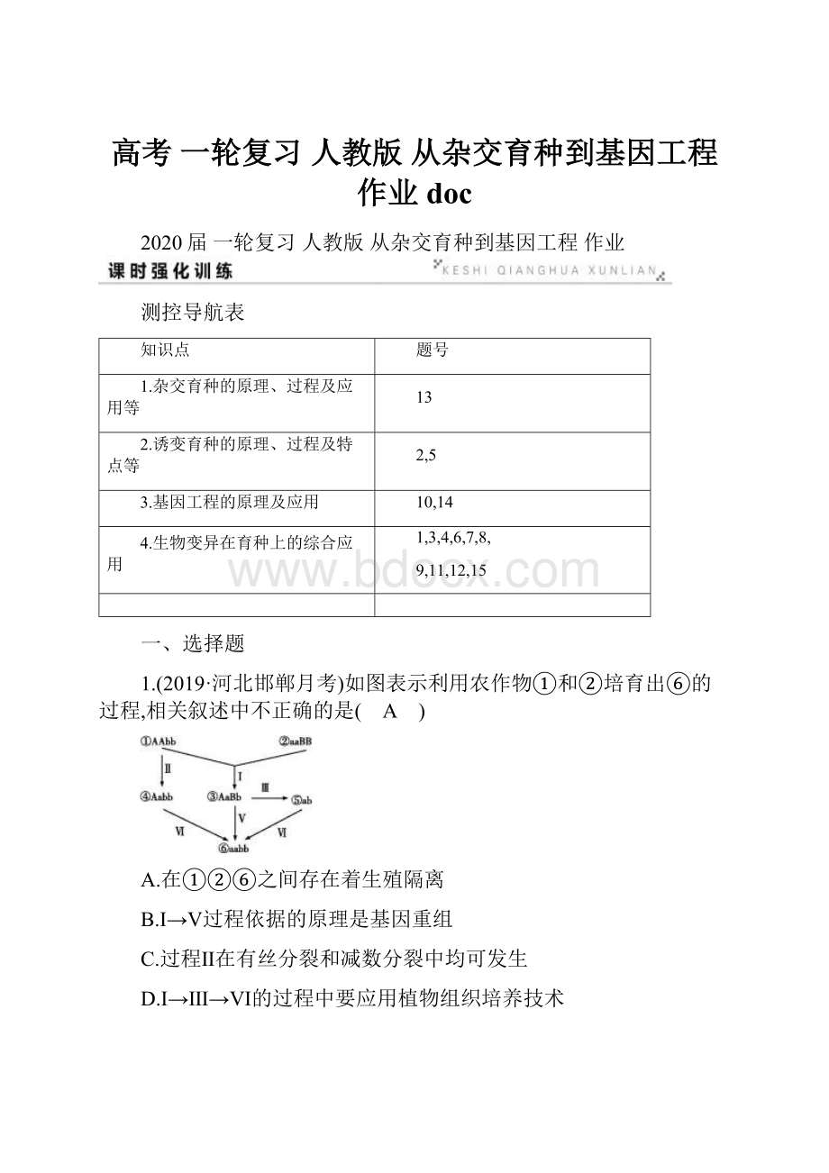 高考 一轮复习 人教版 从杂交育种到基因工程 作业doc.docx_第1页