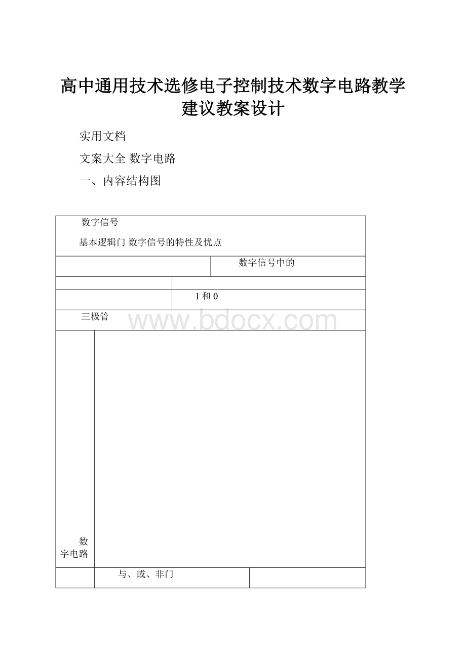 高中通用技术选修电子控制技术数字电路教学建议教案设计.docx