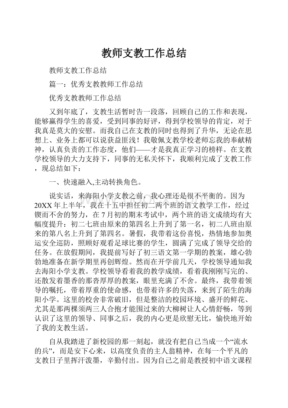 教师支教工作总结.docx