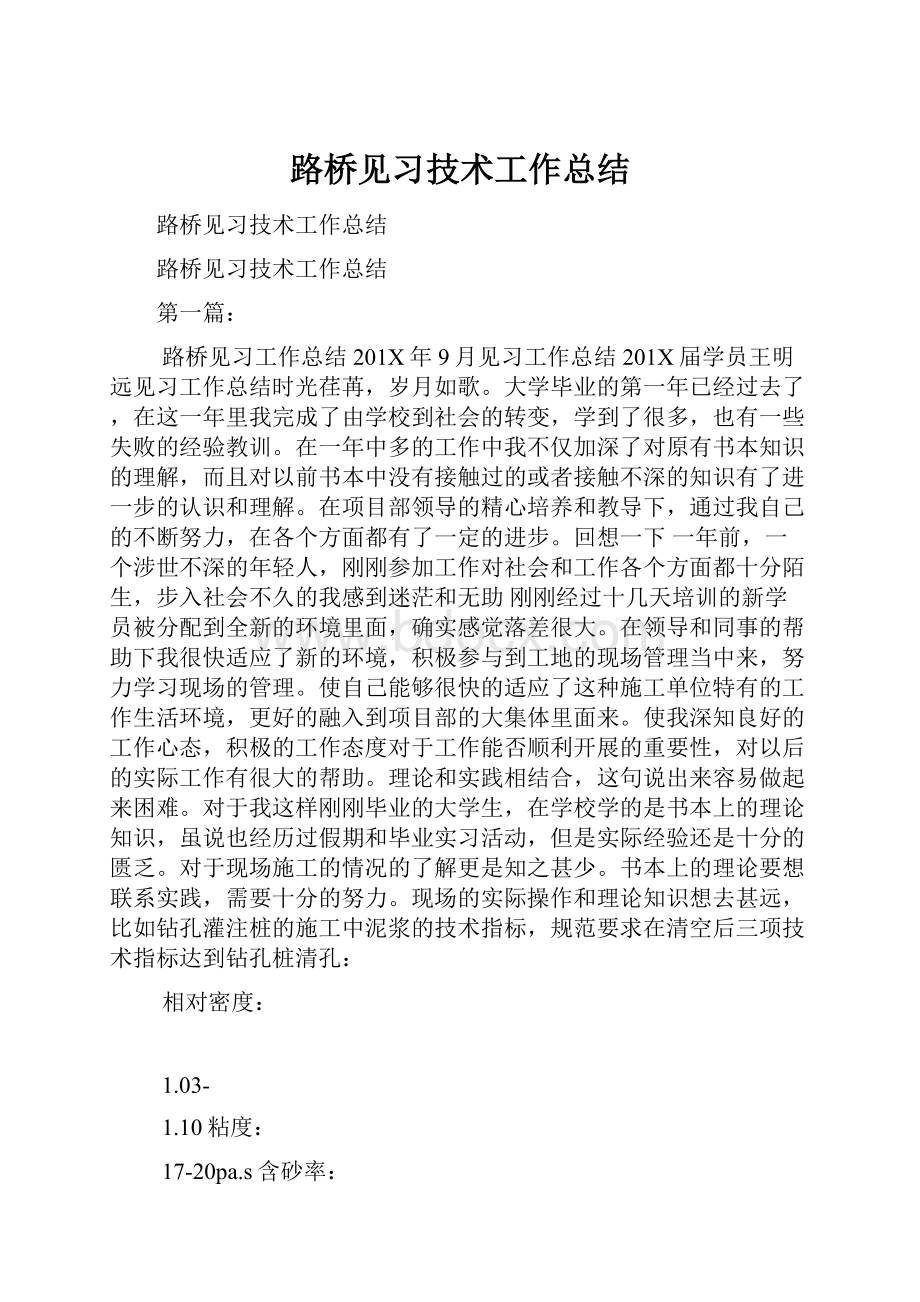 路桥见习技术工作总结.docx