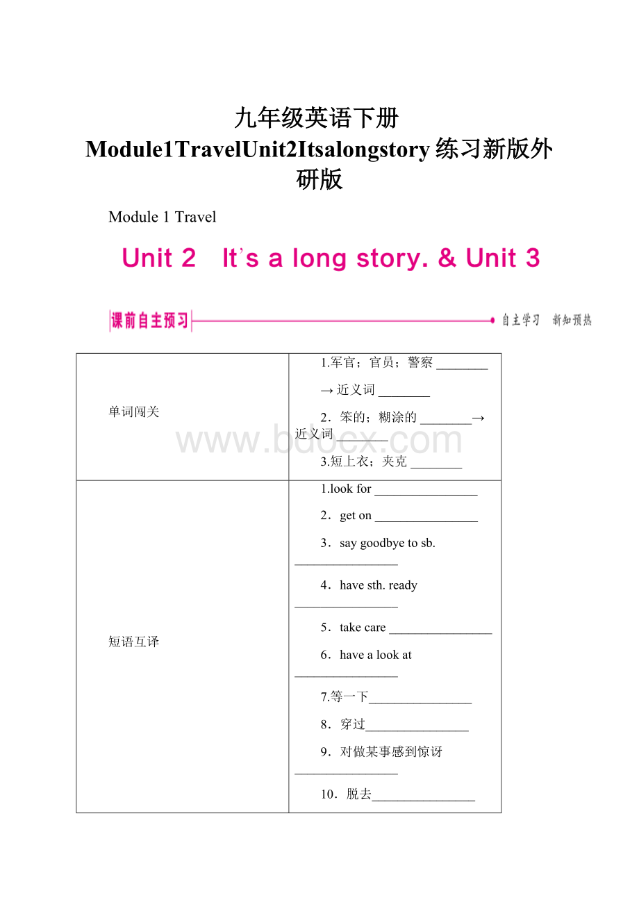 九年级英语下册Module1TravelUnit2Itsalongstory练习新版外研版.docx