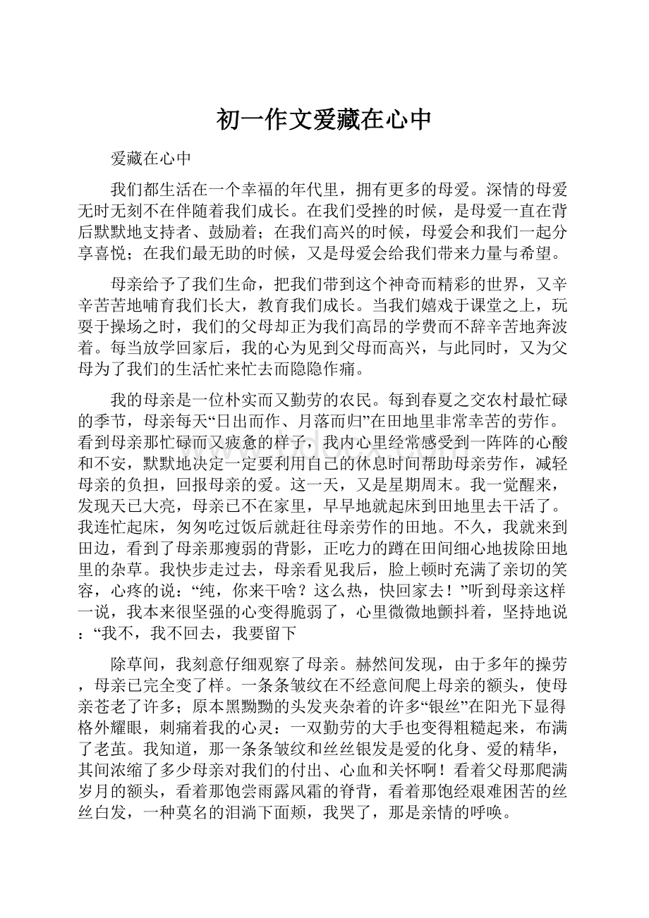 初一作文爱藏在心中.docx_第1页