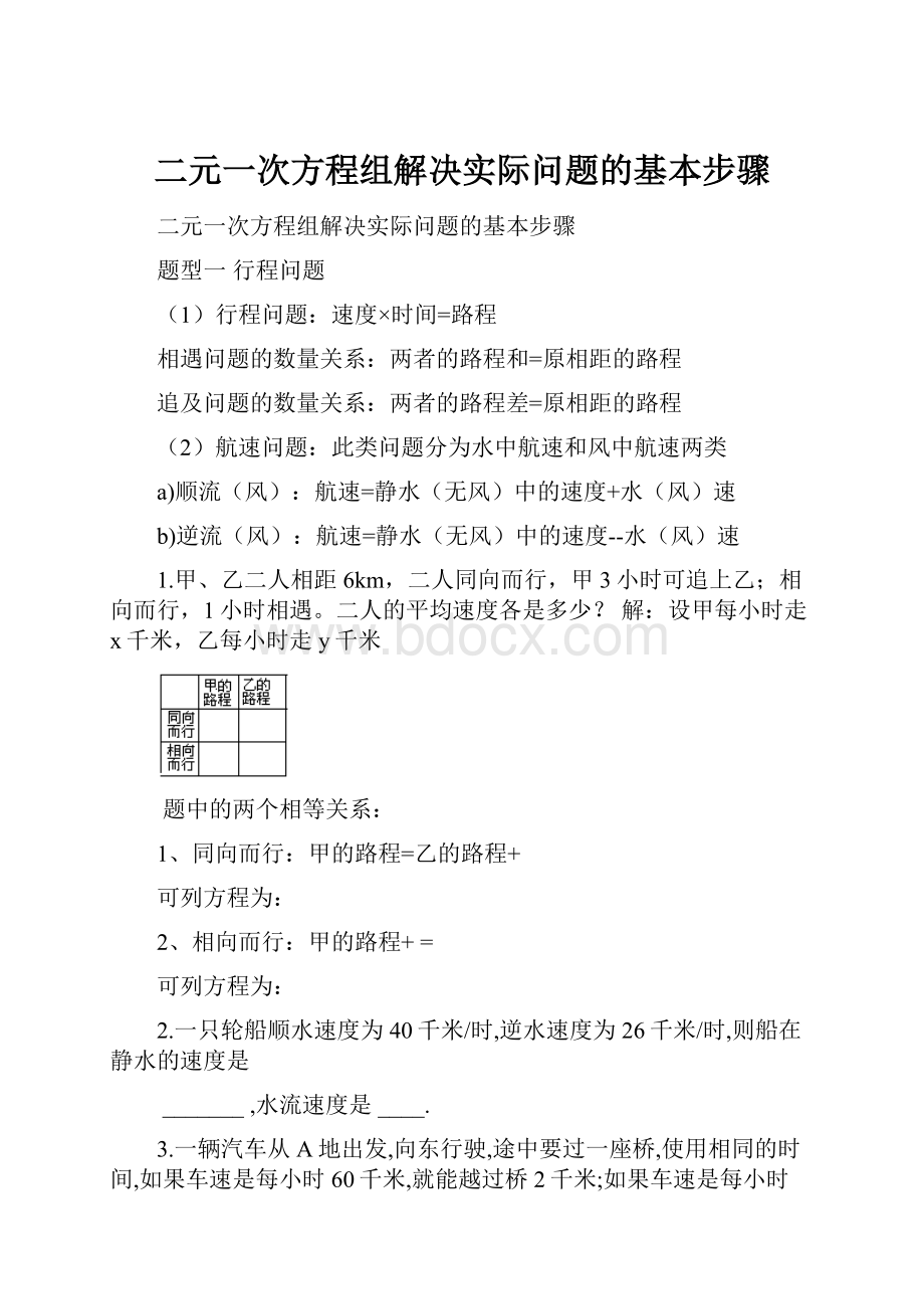 二元一次方程组解决实际问题的基本步骤.docx