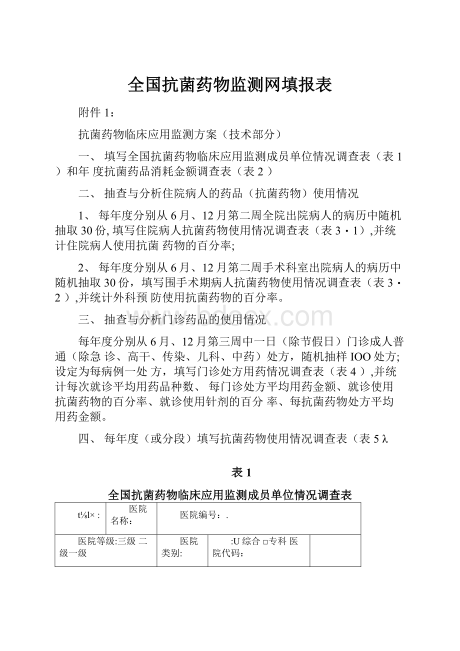 全国抗菌药物监测网填报表.docx