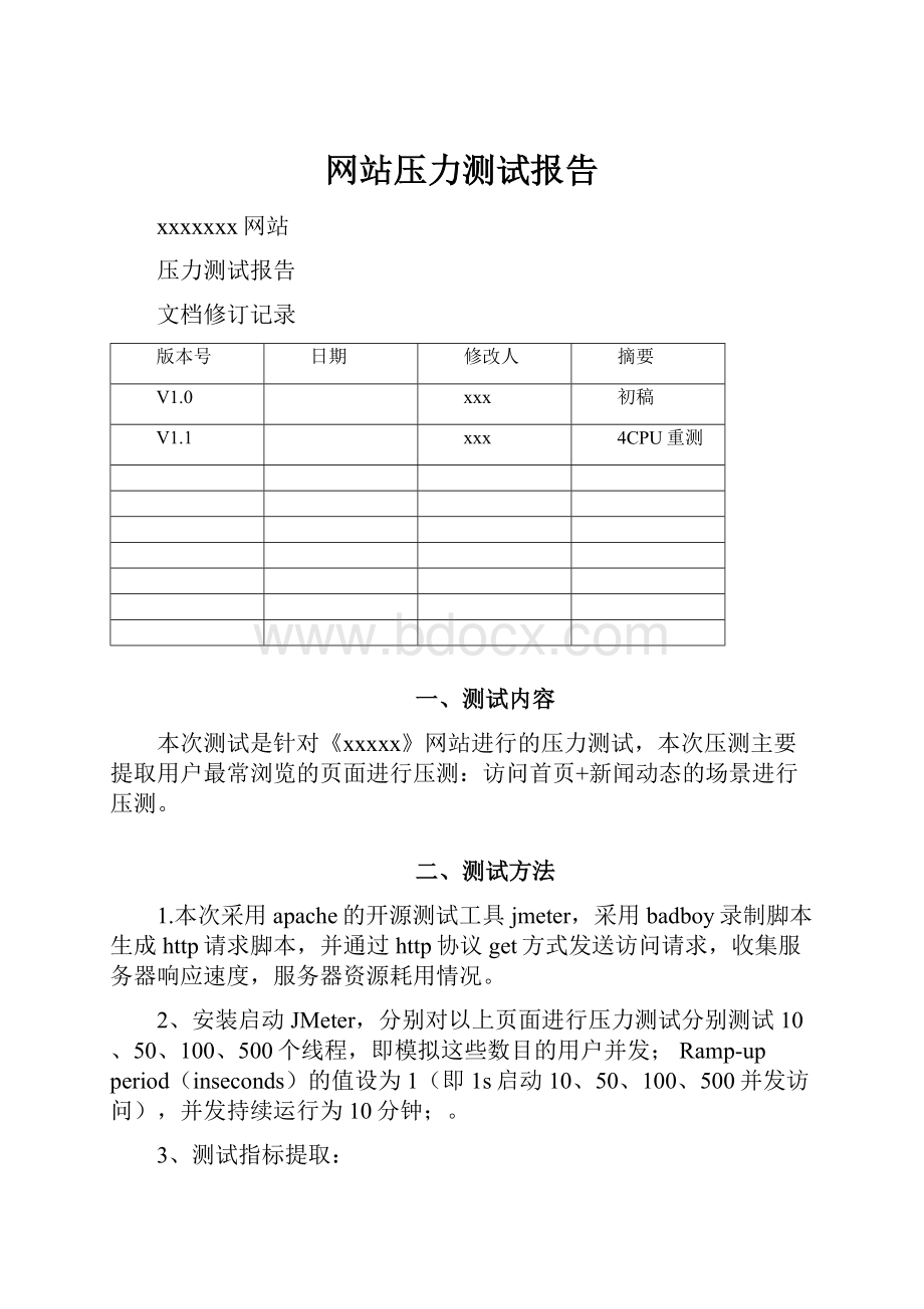 网站压力测试报告.docx_第1页