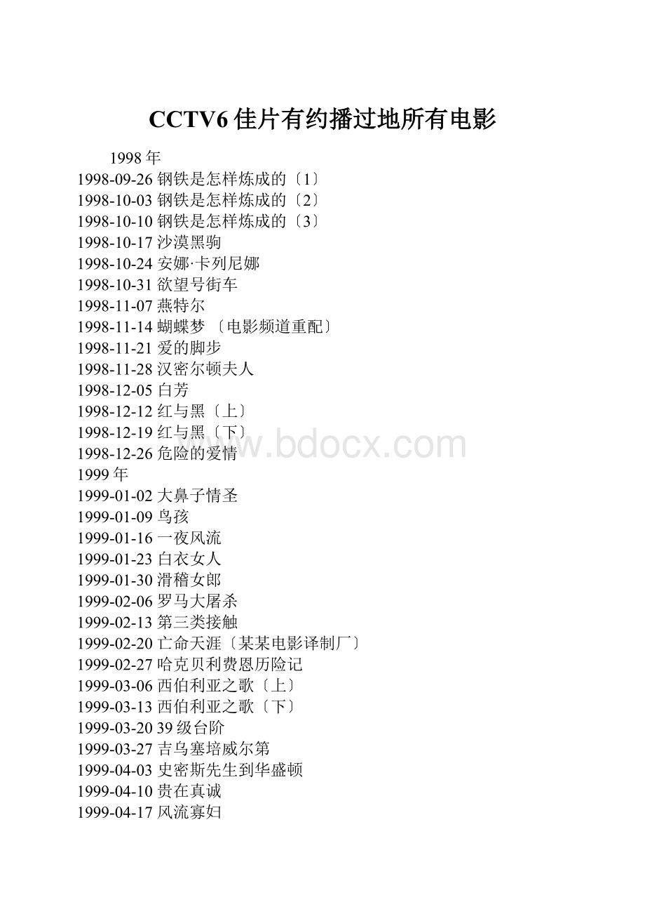 CCTV6佳片有约播过地所有电影.docx