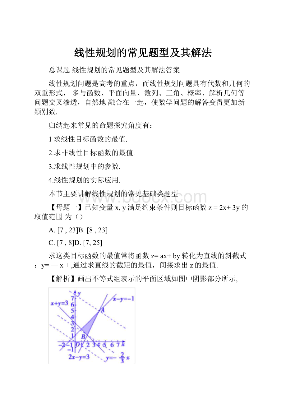 线性规划的常见题型及其解法.docx