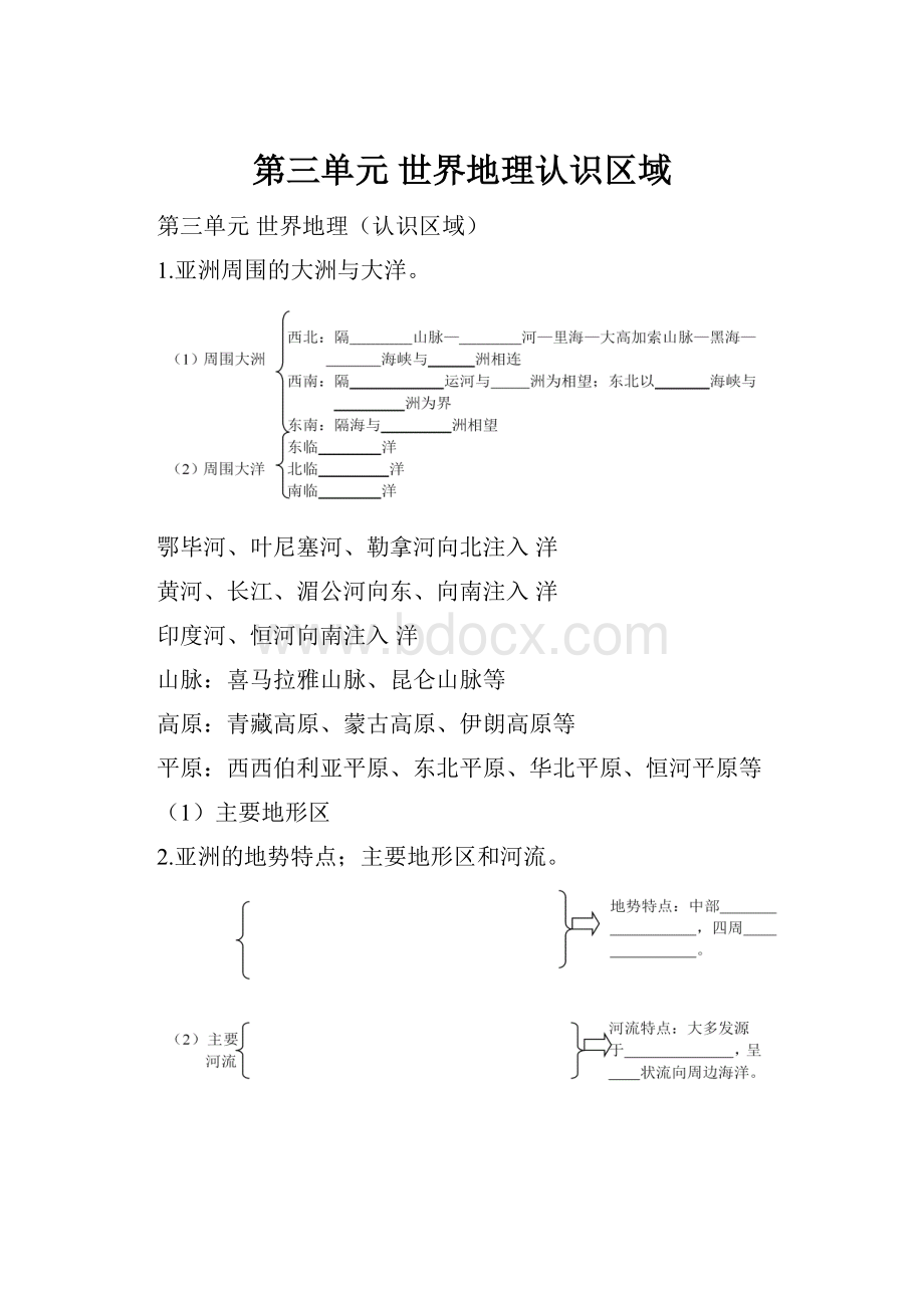 第三单元世界地理认识区域.docx