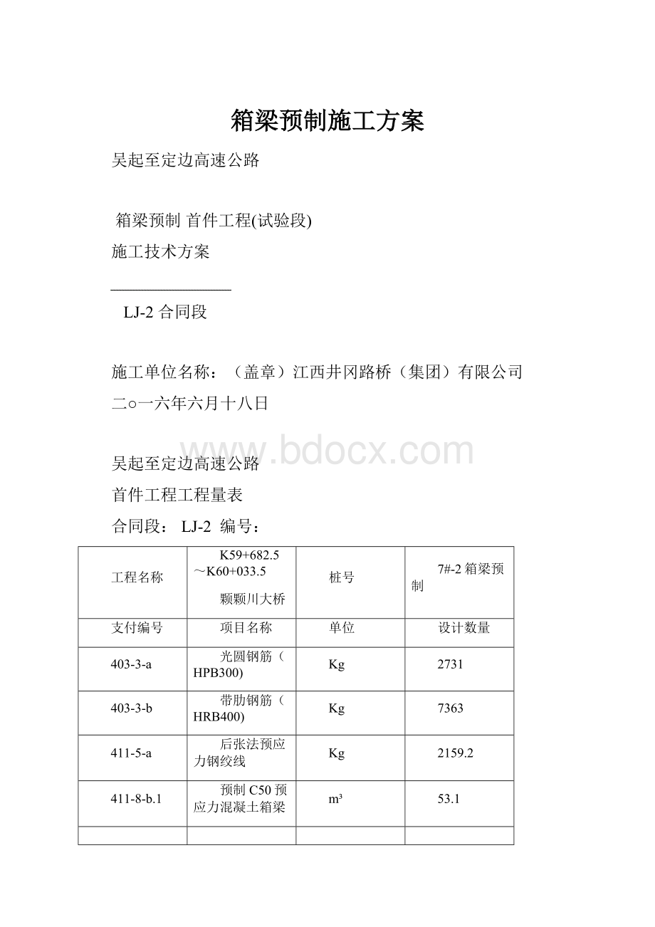 箱梁预制施工方案.docx_第1页