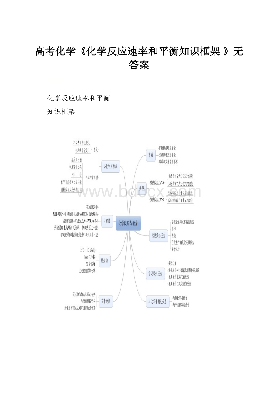 高考化学《化学反应速率和平衡知识框架 》无答案.docx