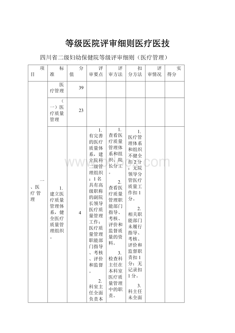 等级医院评审细则医疗医技.docx_第1页