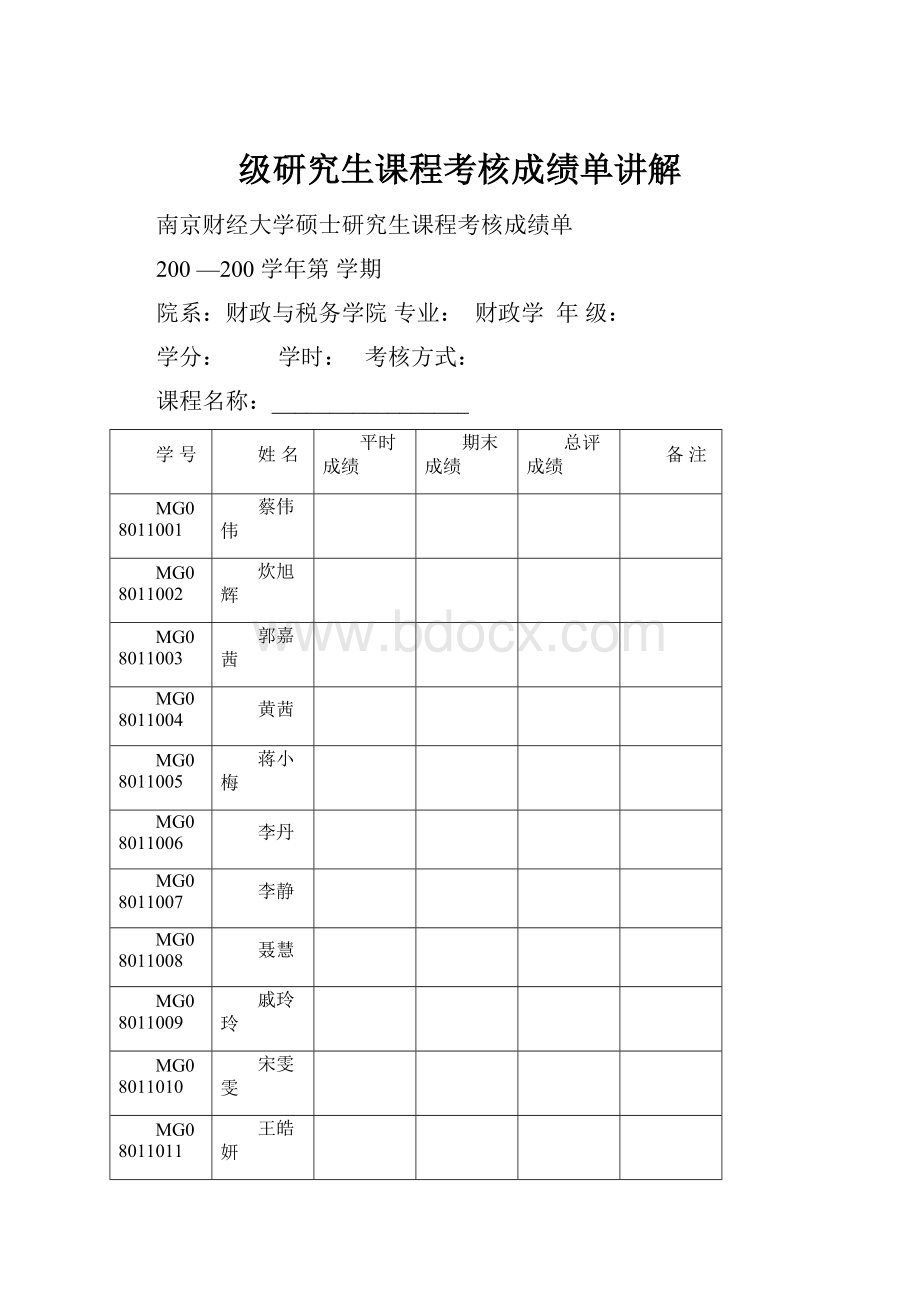 级研究生课程考核成绩单讲解.docx