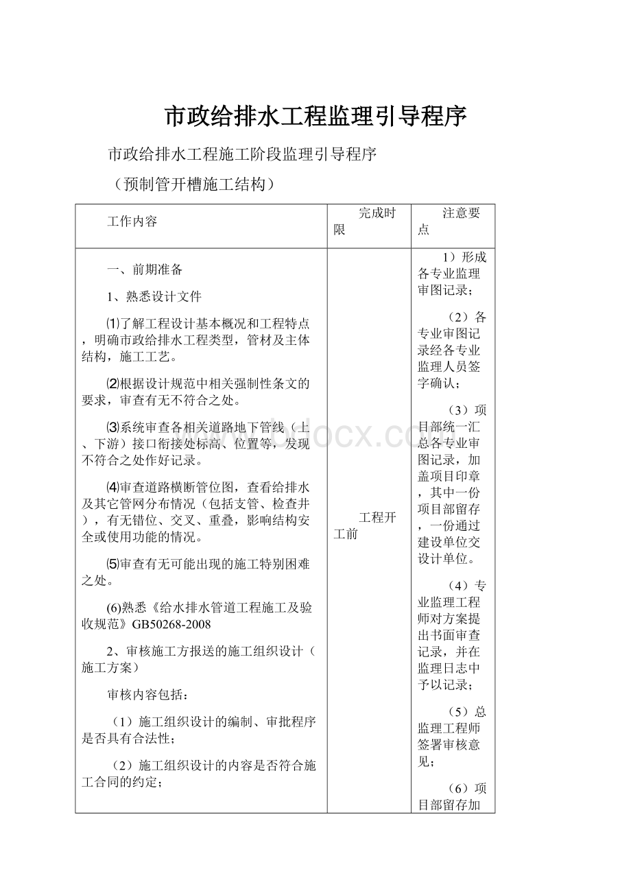 市政给排水工程监理引导程序.docx