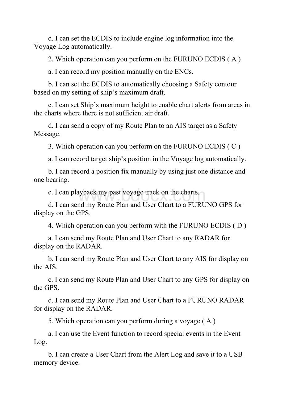 furunoecdismultiplechoicetest古野电子海图题库测试题.docx_第2页