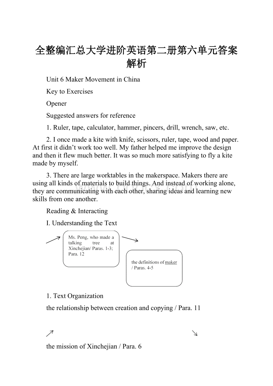 全整编汇总大学进阶英语第二册第六单元答案解析.docx_第1页