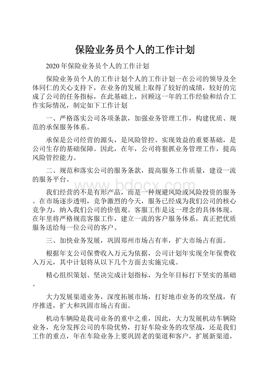 保险业务员个人的工作计划.docx