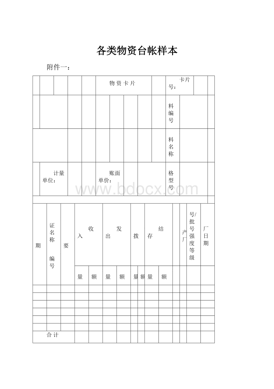 各类物资台帐样本.docx