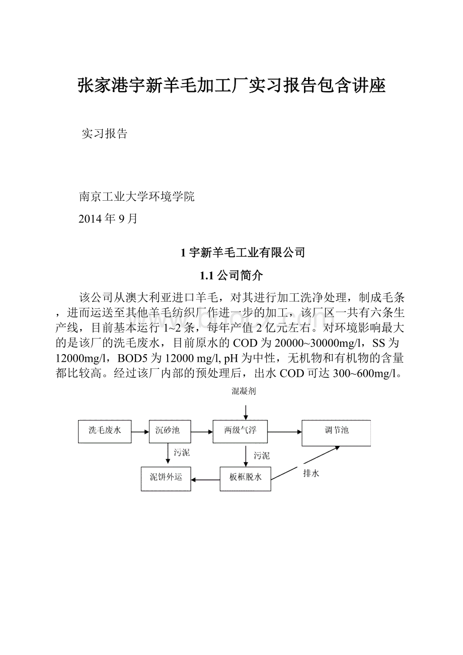 张家港宇新羊毛加工厂实习报告包含讲座.docx