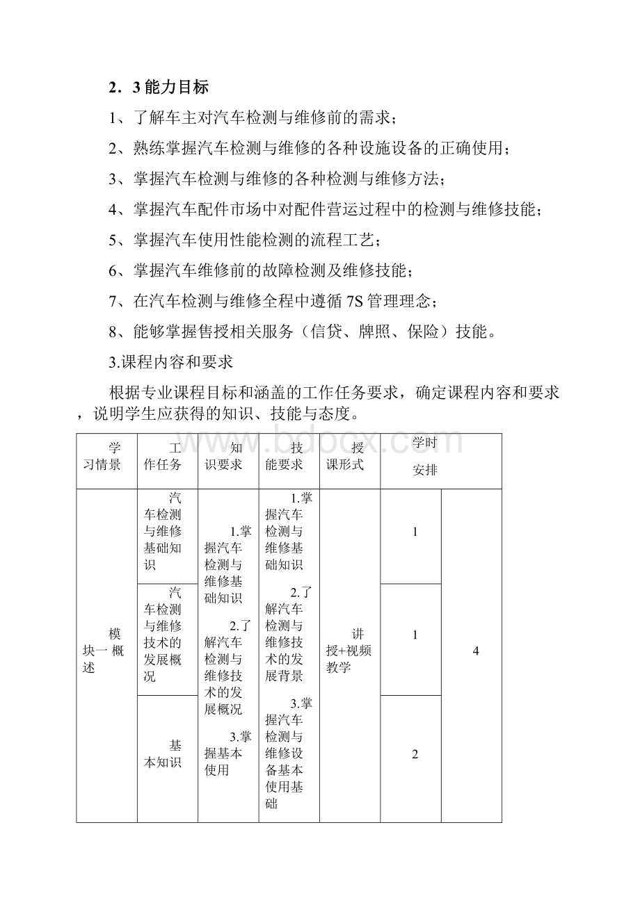 汽车检测与维修技术课程标准.docx_第3页