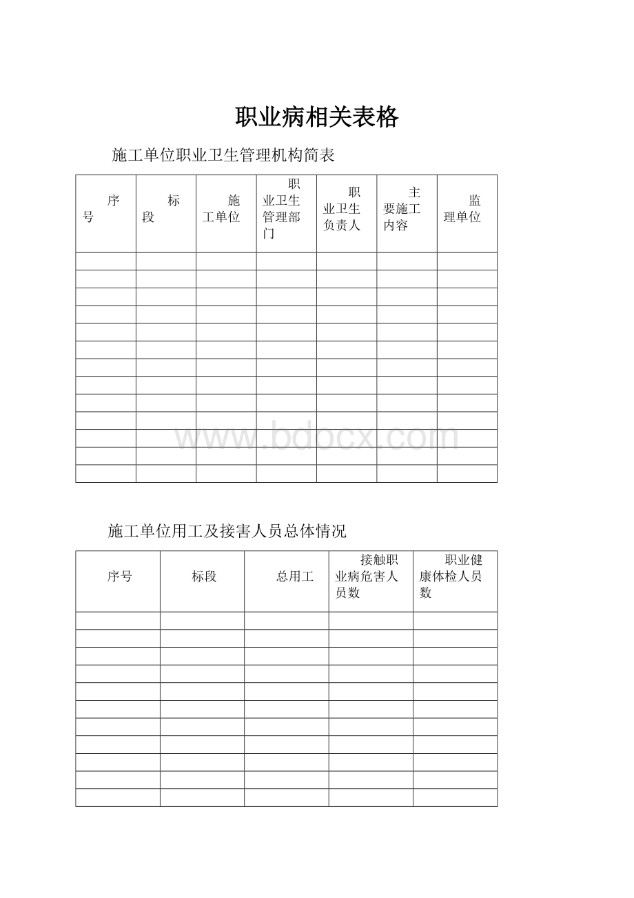 职业病相关表格.docx_第1页