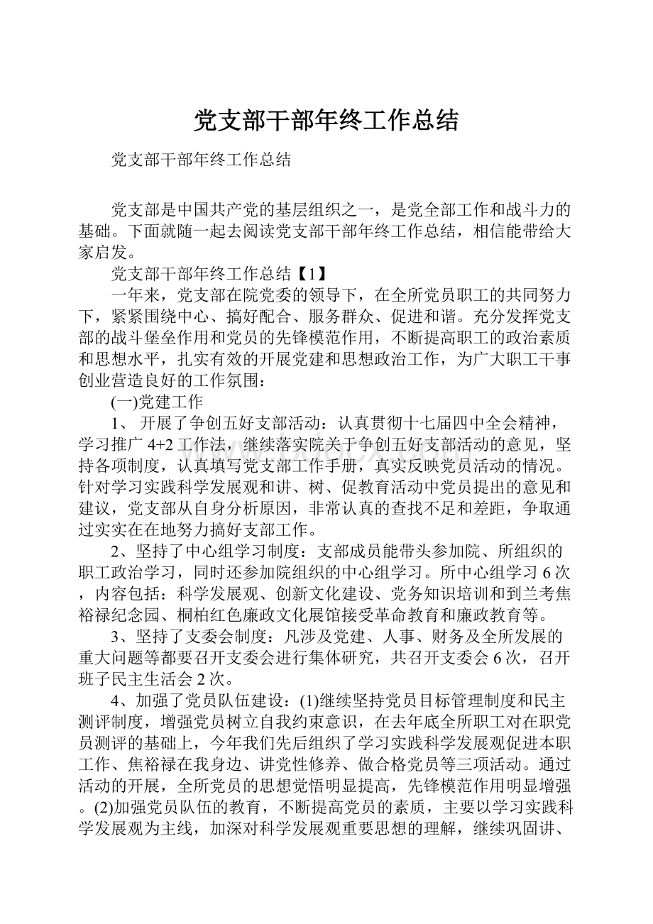 党支部干部年终工作总结.docx