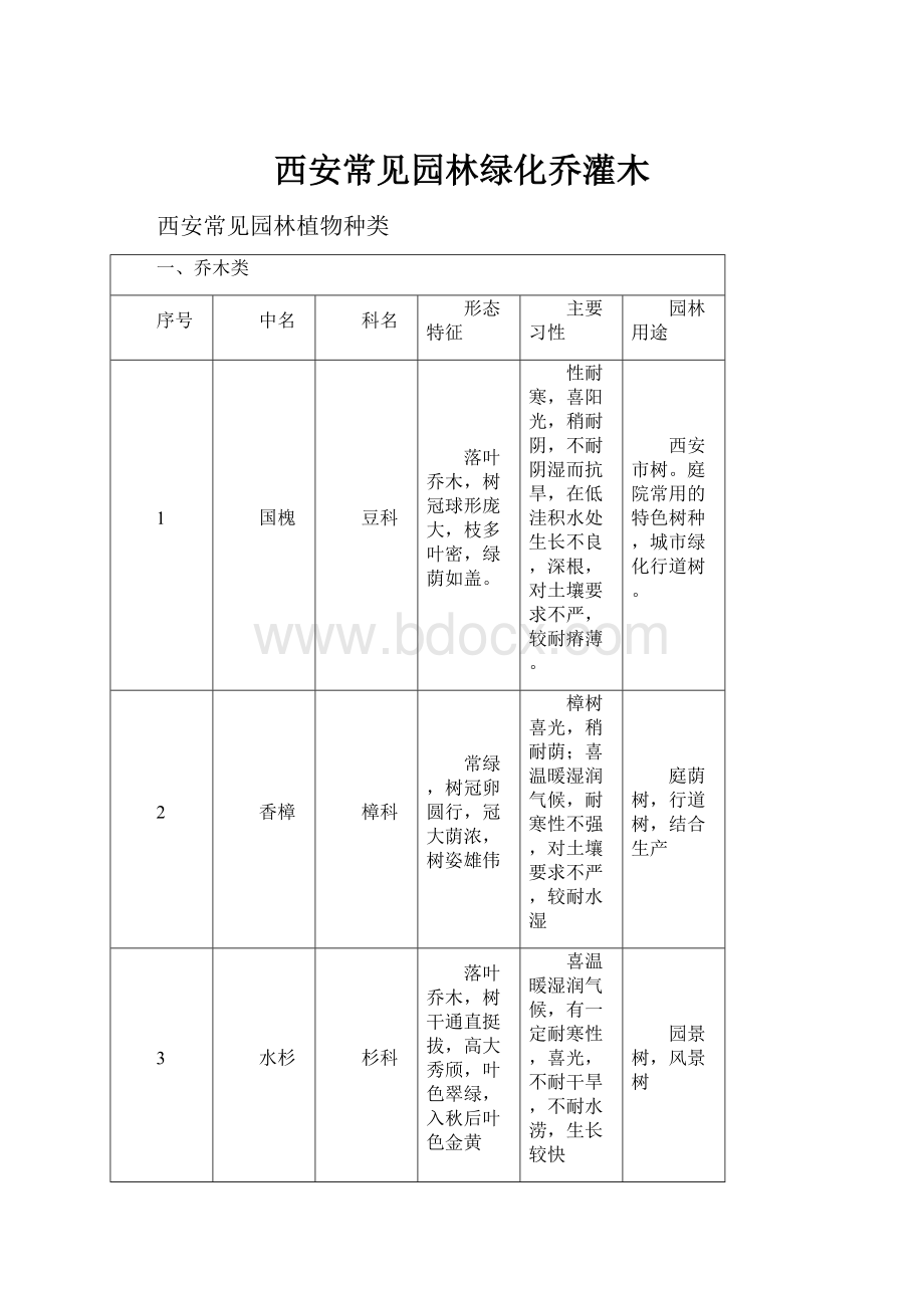 西安常见园林绿化乔灌木.docx_第1页