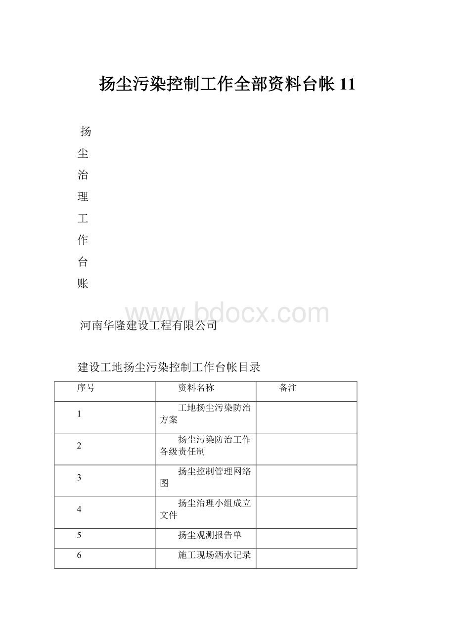 扬尘污染控制工作全部资料台帐11.docx