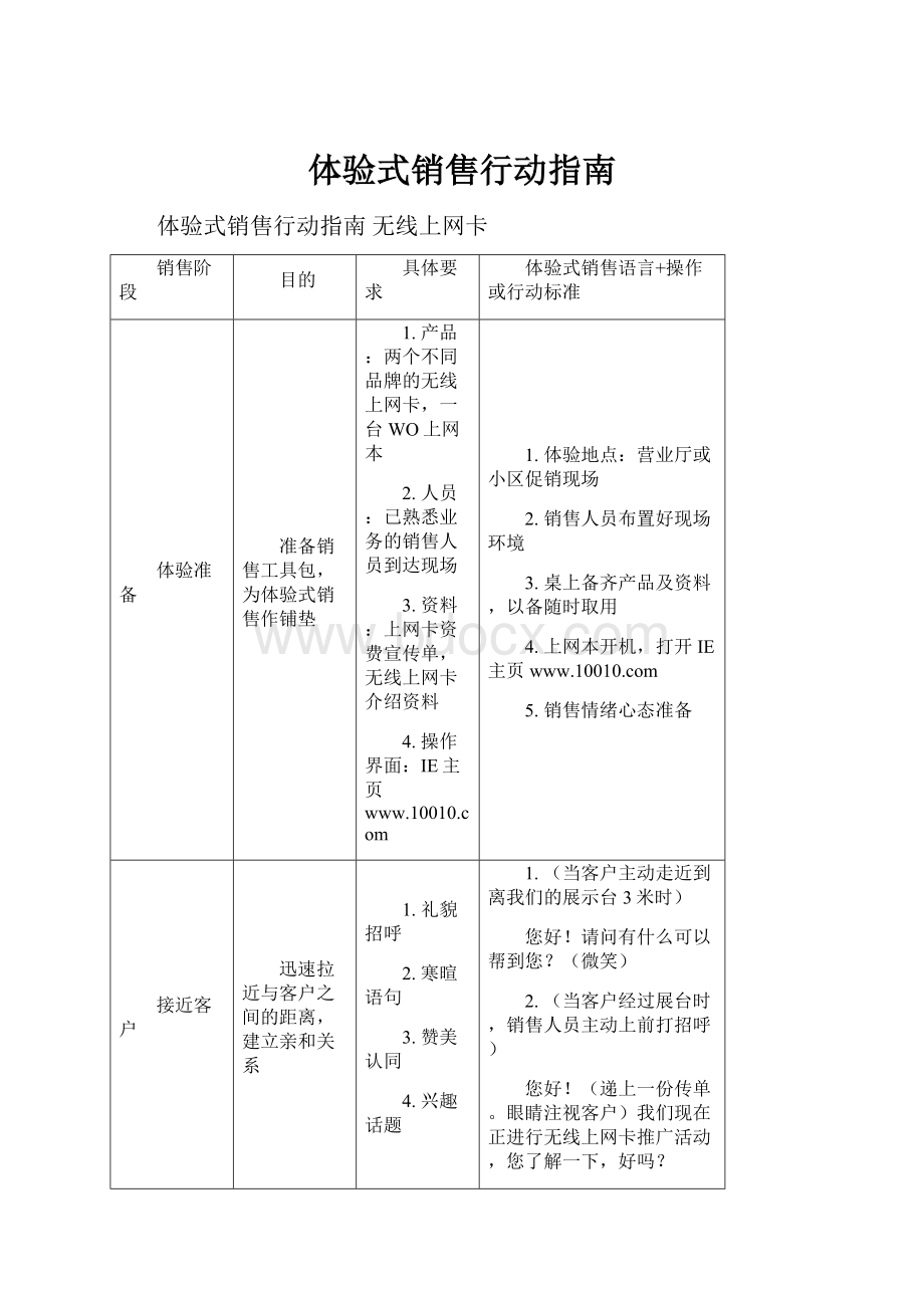 体验式销售行动指南.docx