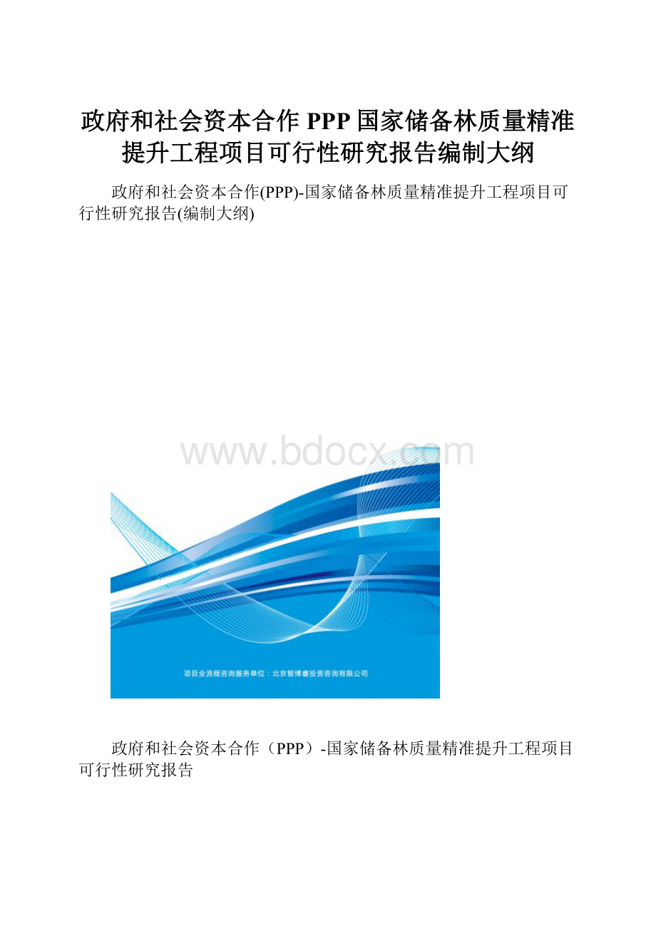 政府和社会资本合作PPP国家储备林质量精准提升工程项目可行性研究报告编制大纲.docx