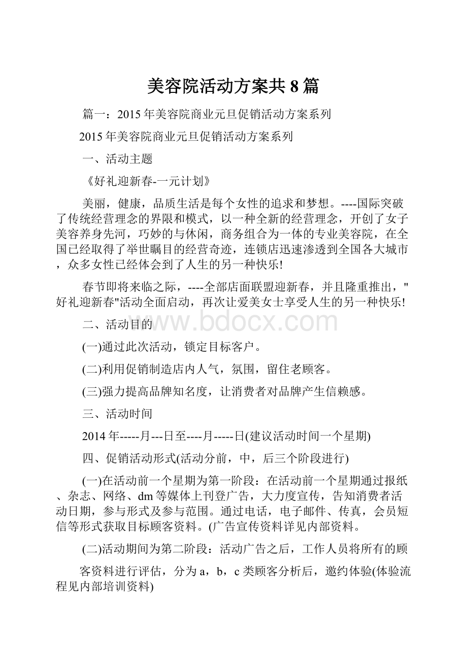 美容院活动方案共8篇.docx