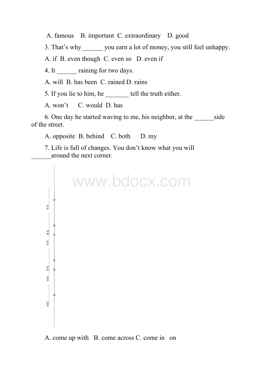 高职二年级下学期英语期中考试试题卷.docx_第3页