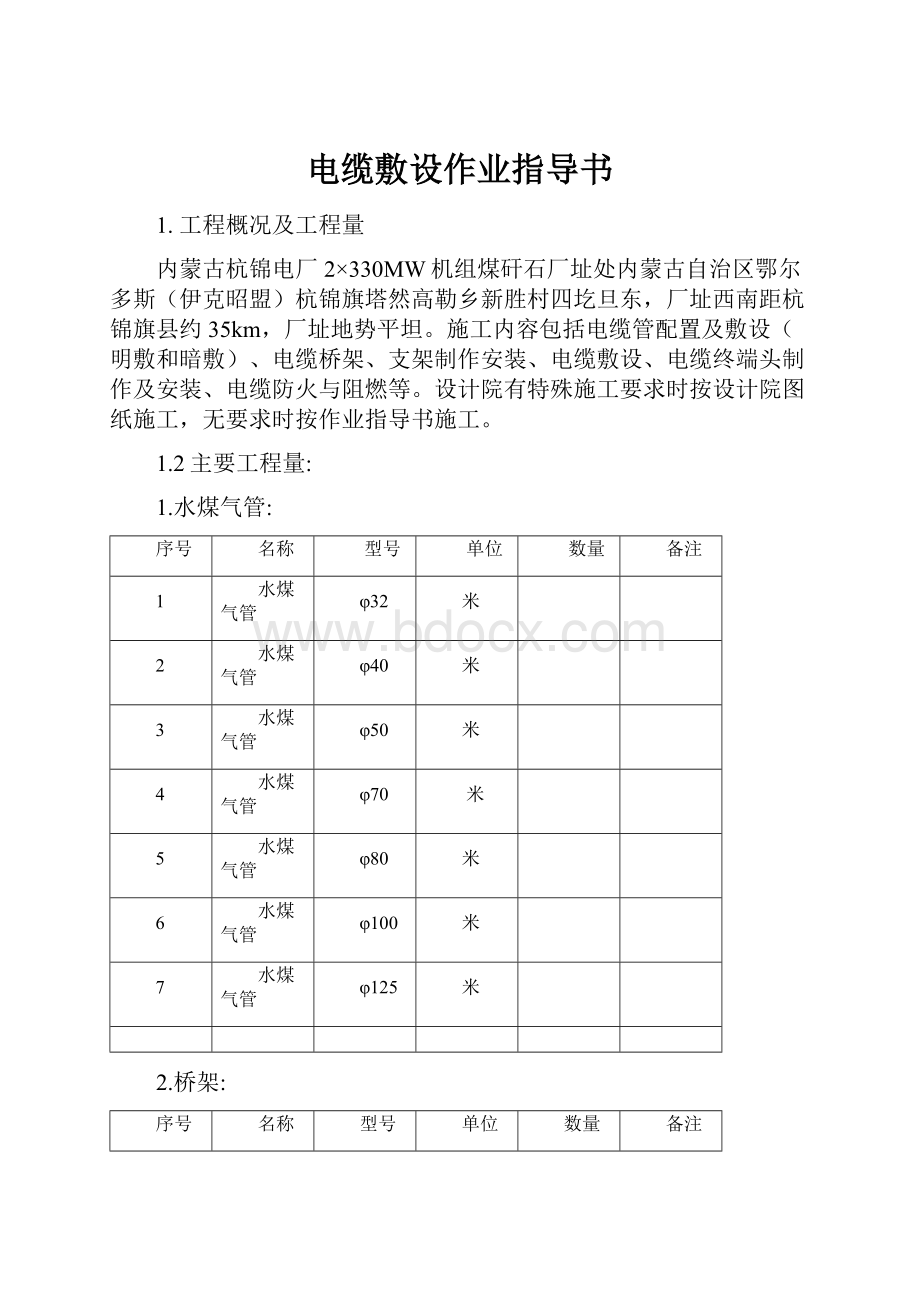 电缆敷设作业指导书.docx_第1页