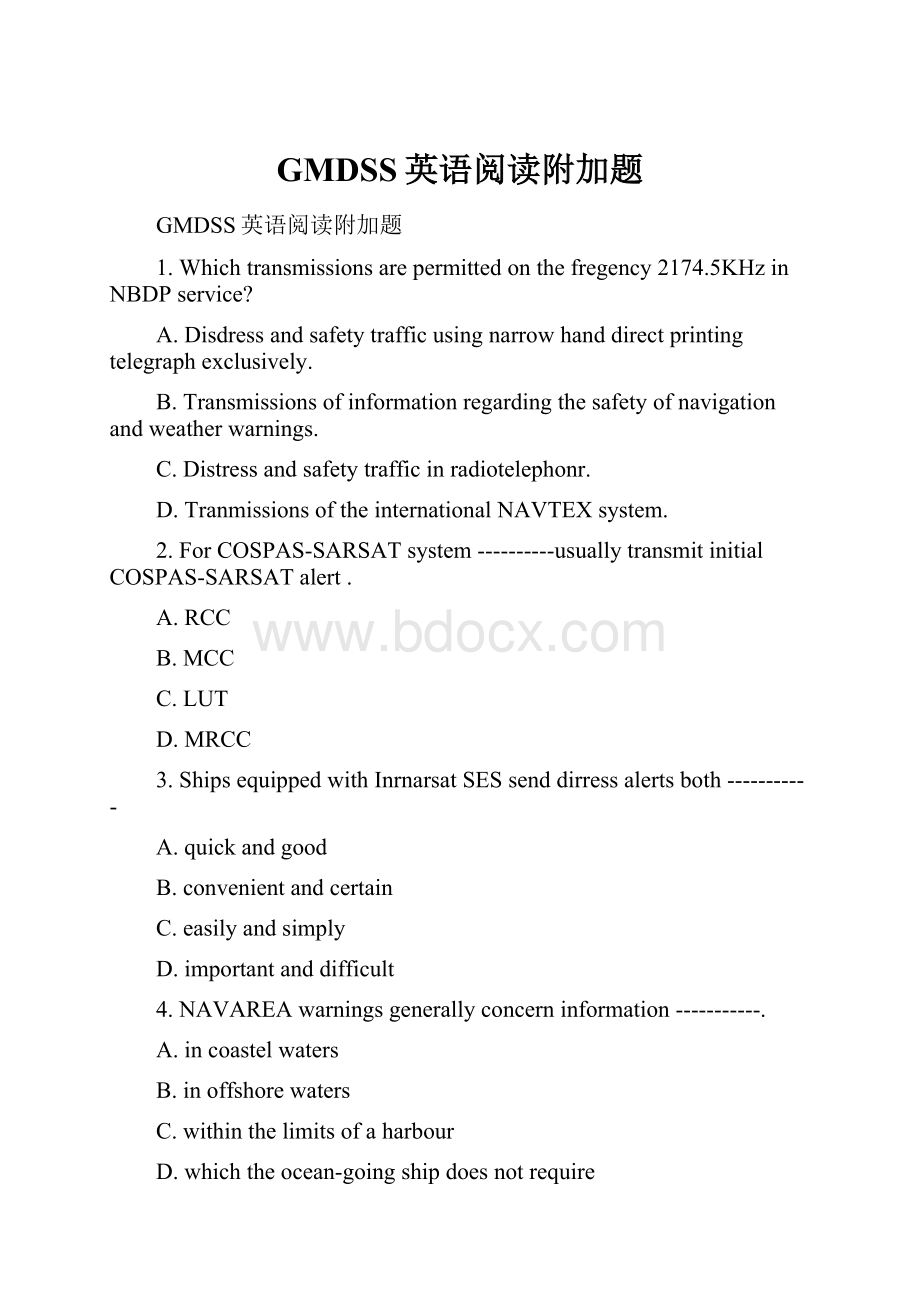 GMDSS英语阅读附加题.docx_第1页