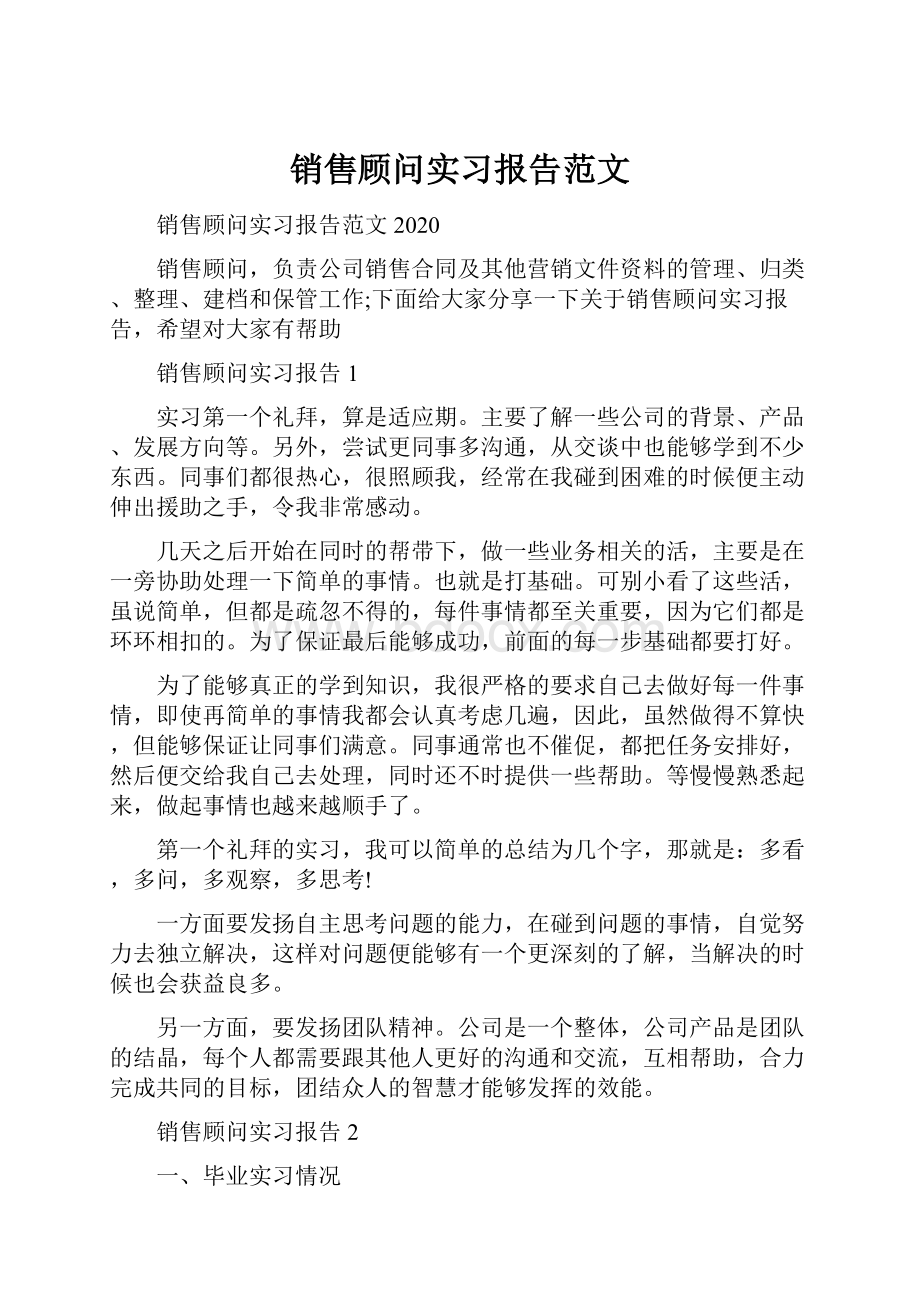 销售顾问实习报告范文.docx