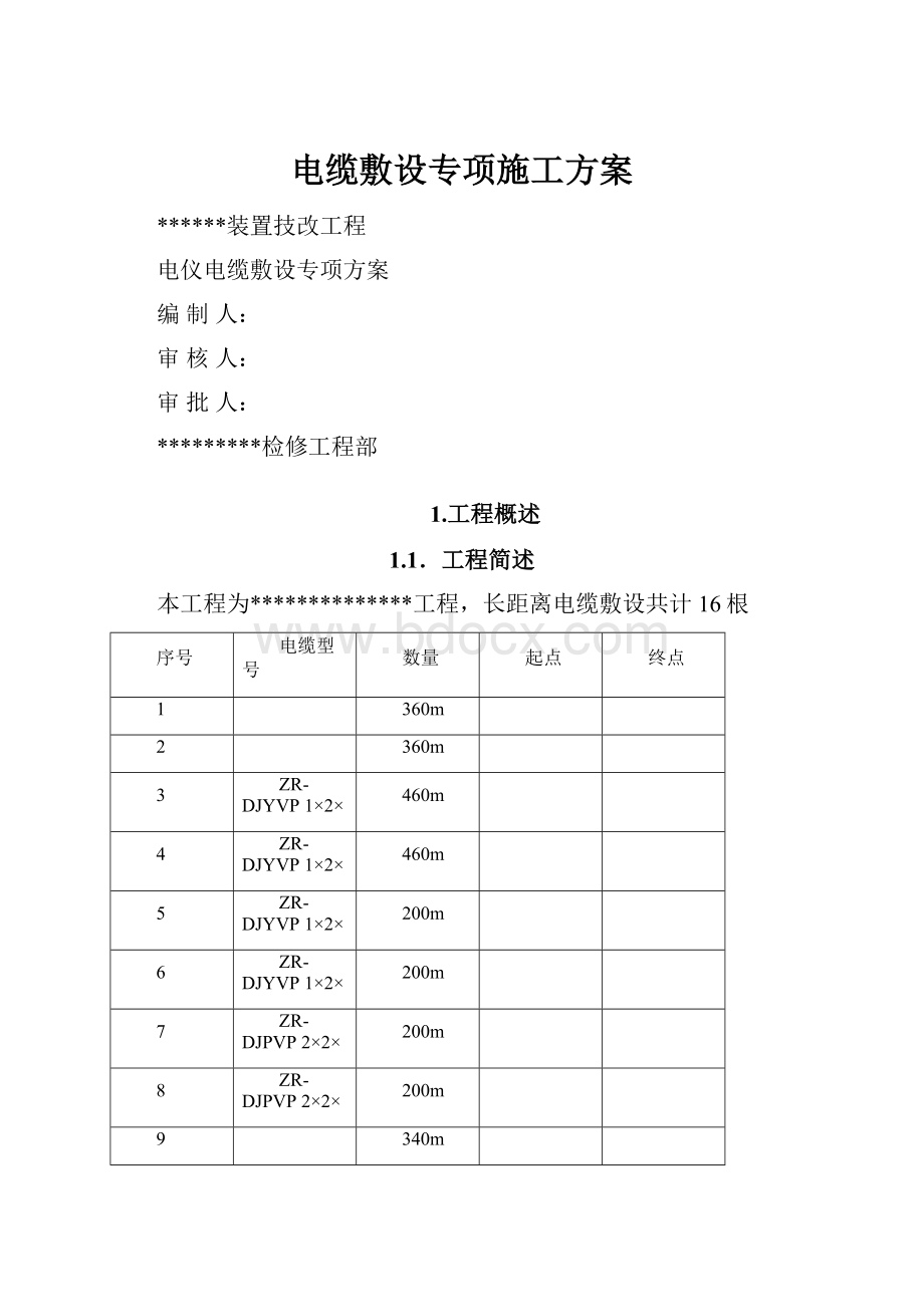 电缆敷设专项施工方案.docx_第1页