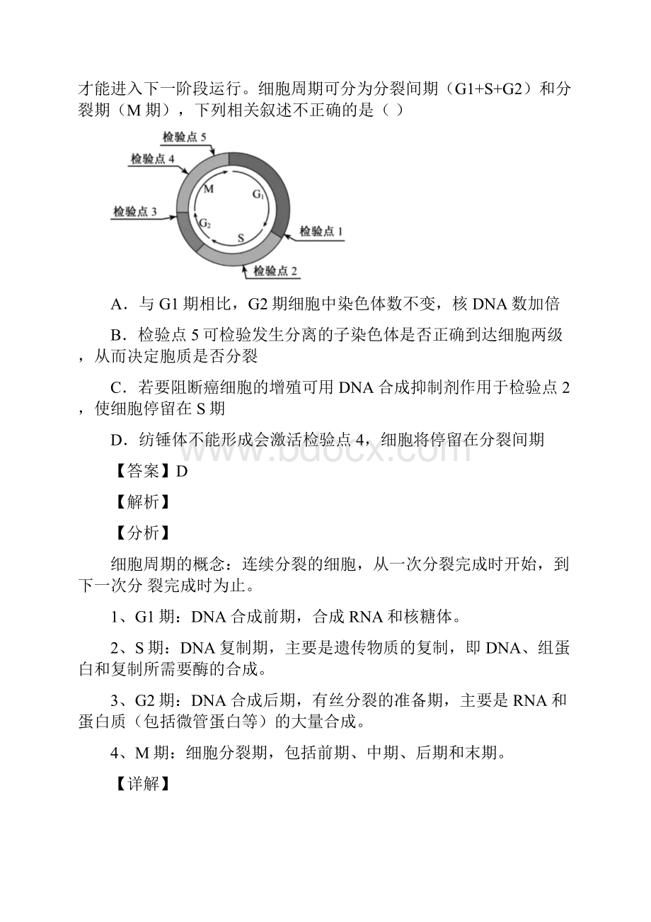 专题08细胞增殖含减数分裂高考生物一轮复习专题验收解析版.docx_第2页