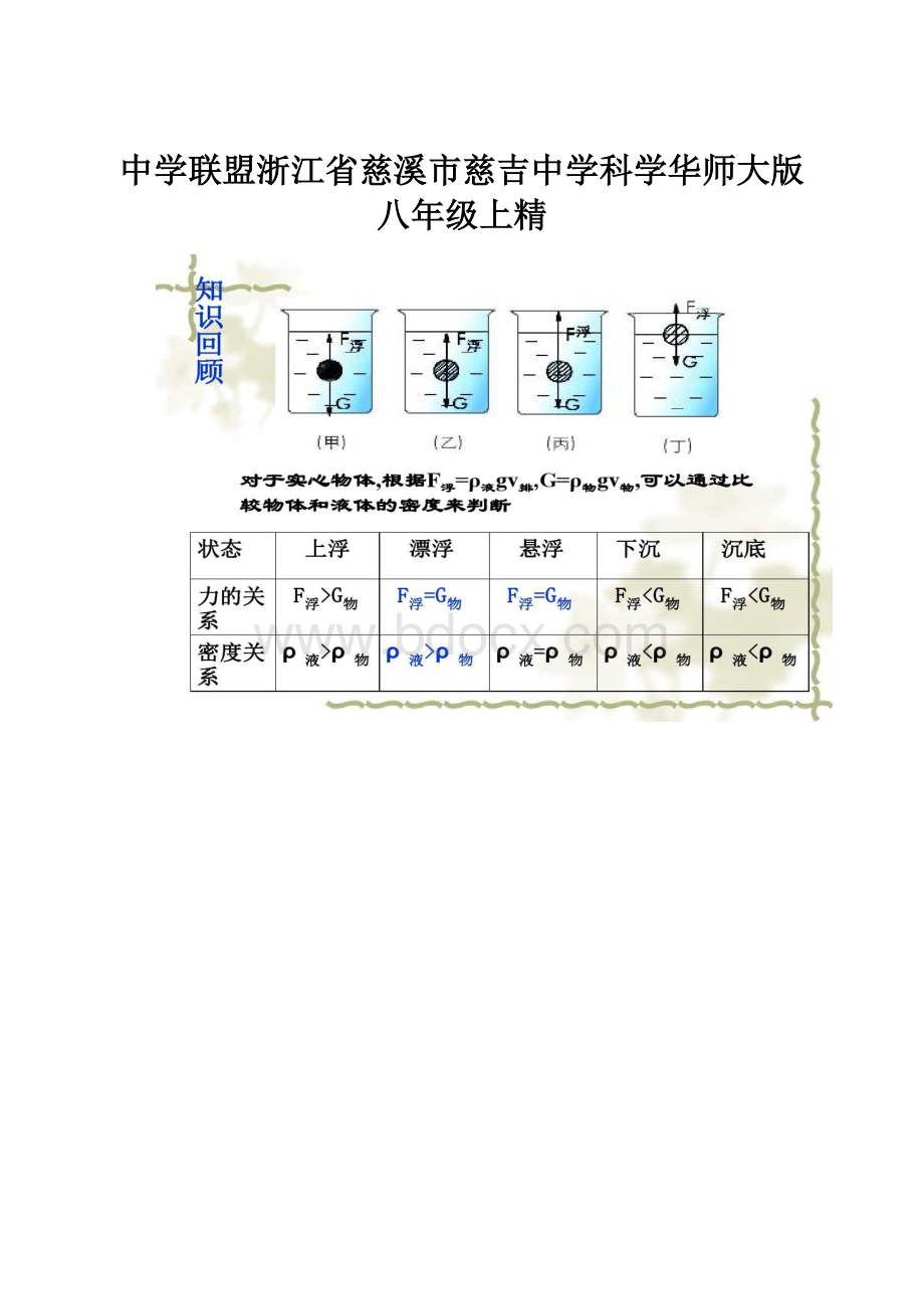 中学联盟浙江省慈溪市慈吉中学科学华师大版八年级上精.docx