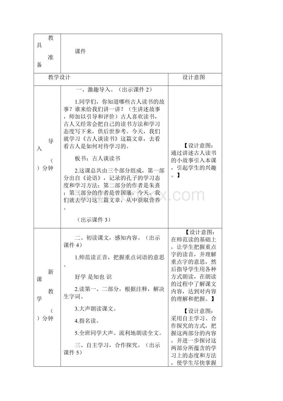 部编五年级语文上册古人谈读书 教案优质课创意教学设计人教最新改版.docx_第2页